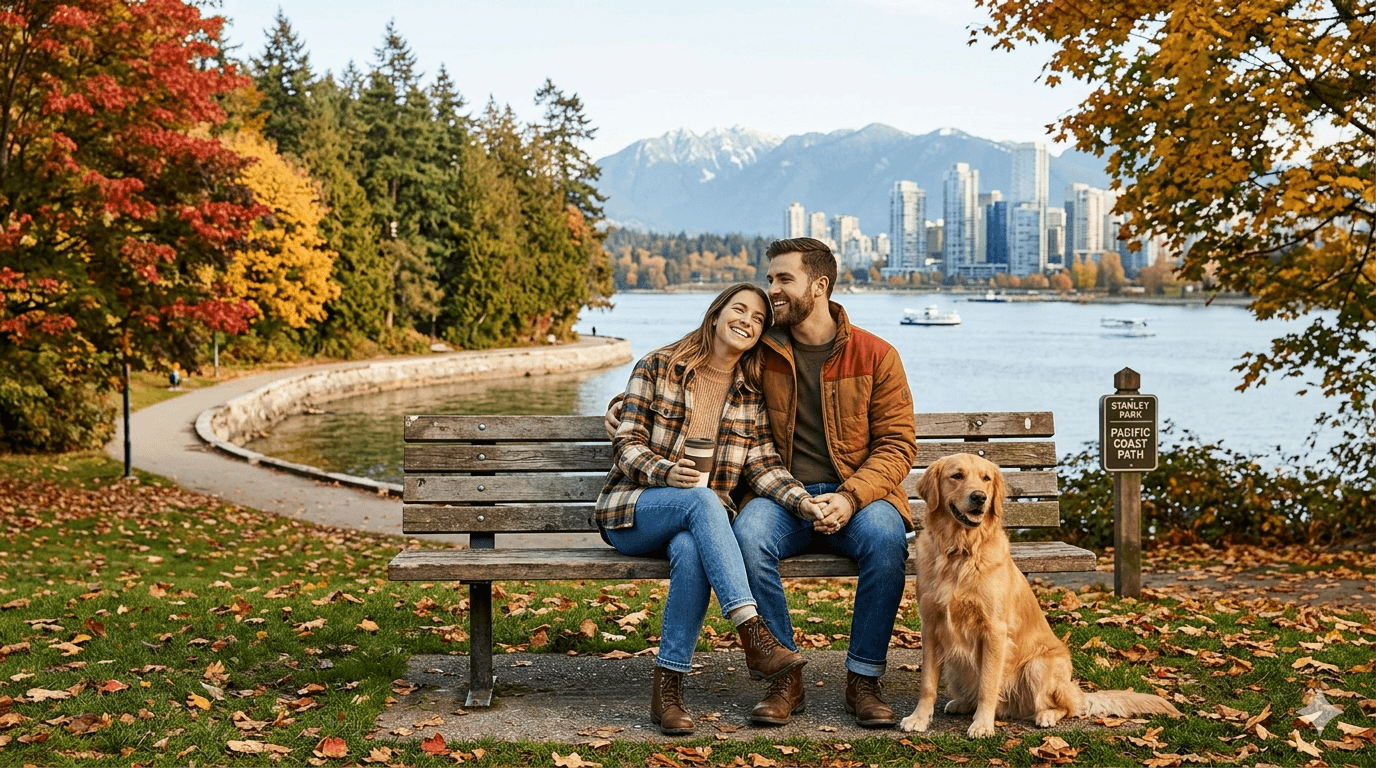 Canadian city skyline with mountains — moving from the UK to Canada