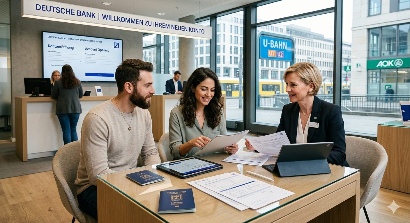 Couple opening an international bank account